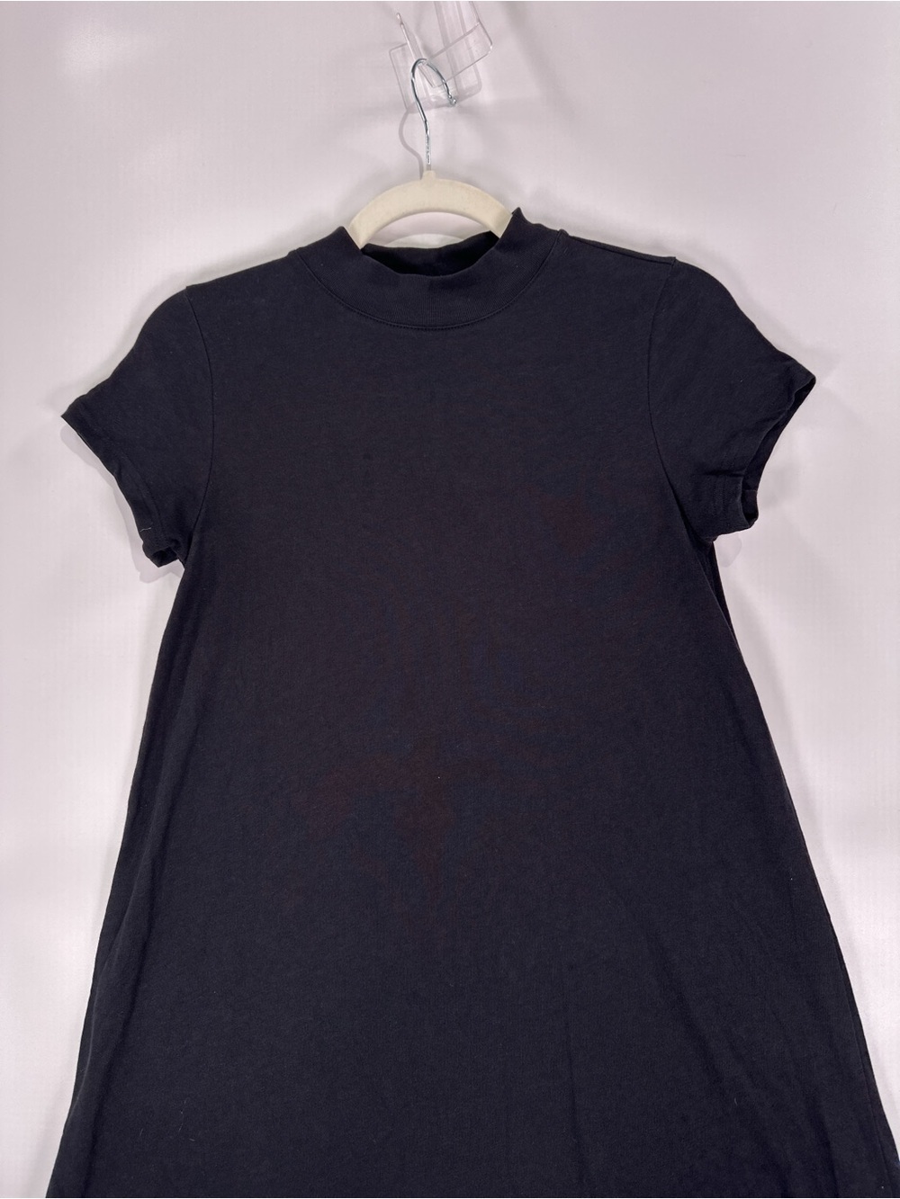 Everlane Mock Neck Short Sleeve 100% Cotton Swing Dress Black S - Picture 5 of 9